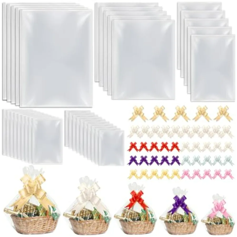 Cellophane Bags 5 Sizes Cellophane Wrap for Gift Baskets with Pull Bows, 30×40 24×30 16×24 12×18 10×14 Inch Large Clear Celloph
Cellophane Bags 5 Sizes Cellophane Wrap for Gift Baskets with Pull Bows, 30×40 24×30 16×24 12×18 10×14 Inch Large Clear Celloph