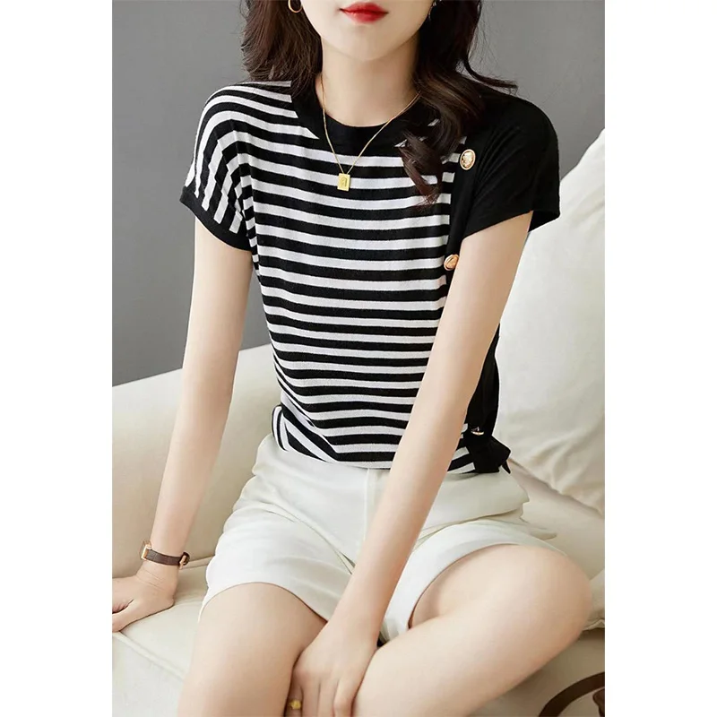 Women Clothing Summer Fashion Casual Button Striped Color Blocking Ladies Simplicity Office Lady All-match Short Sleeve Cardigan
Women Clothing Summer Fashion Casual Button Striped Color Blocking Ladies Simplicity Office Lady All-match Short Sleeve Cardigan