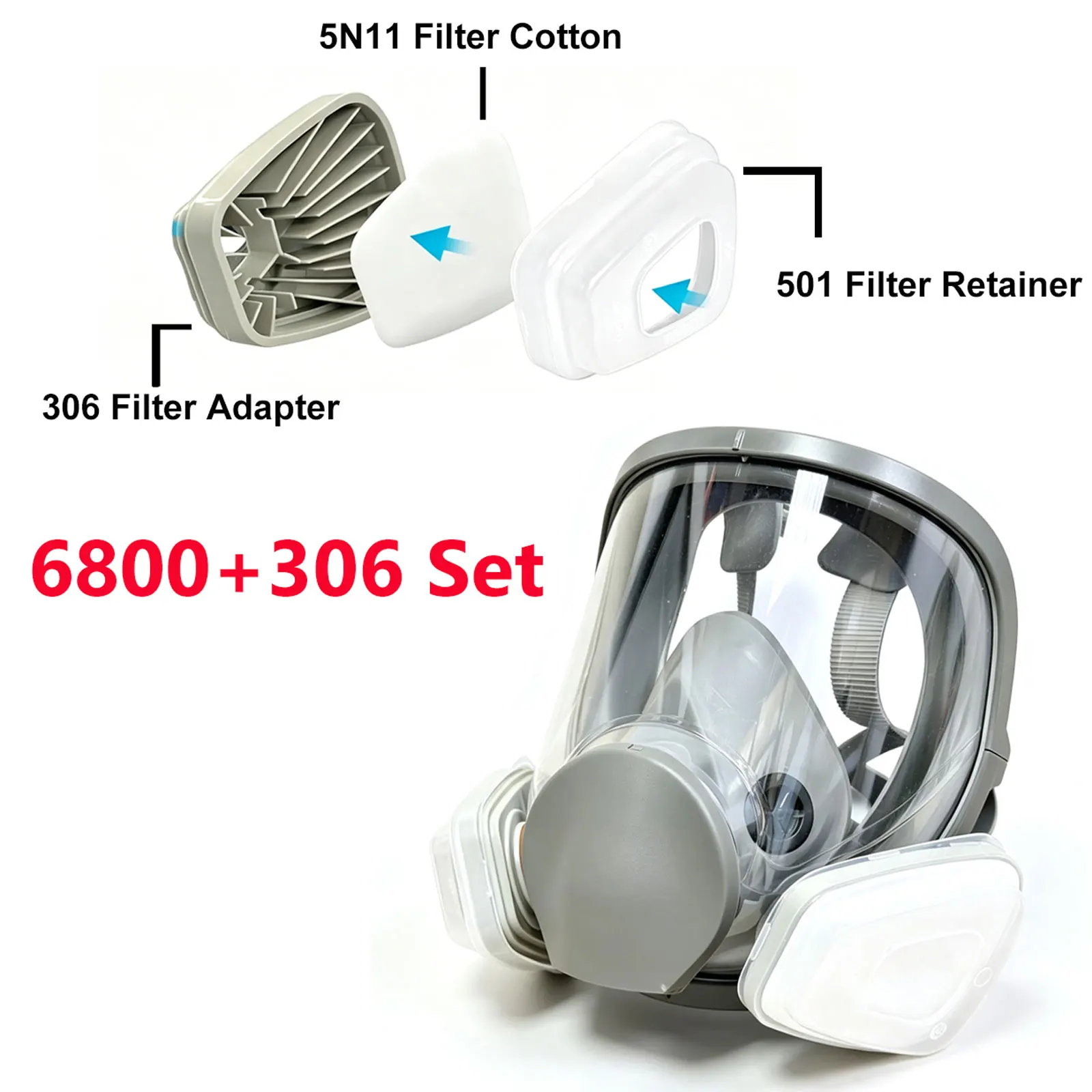 6800 Full Face Respirator with 306 Filter Adapter Upgraded Design Vs Traditional 6001CN against Dust And Organic Vapors
6800 Full Face Respirator with 306 Filter Adapter Upgraded Design Vs Traditional 6001CN against Dust And Organic Vapors