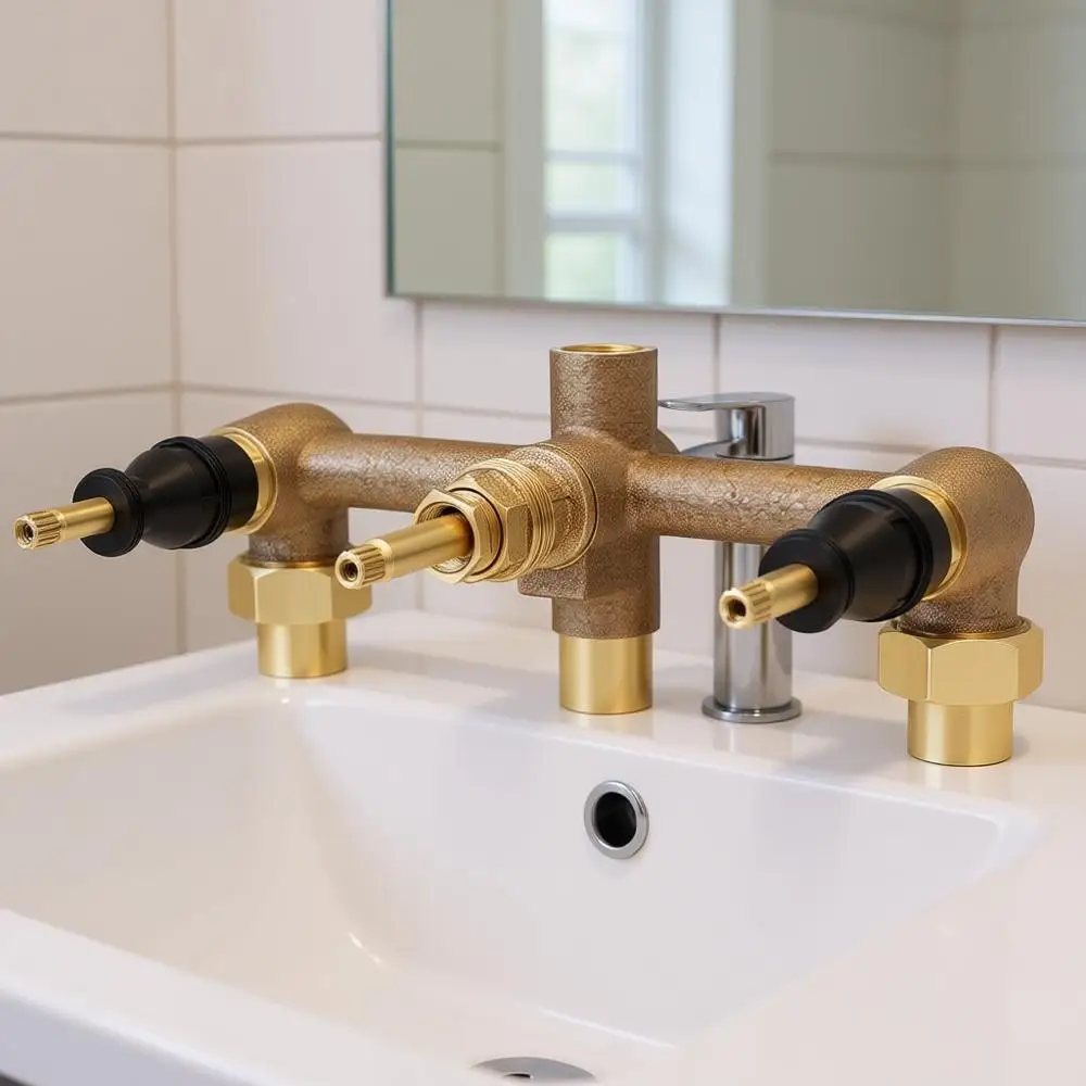 Multi-Handle Tub & Shower Valve, 3-Hole, 1/2 Union Inlets, 1/2 IP Outlets, Nuts Included, Unfinished
Multi-Handle Tub & Shower Valve, 3-Hole, 1/2 Union Inlets, 1/2 IP Outlets, Nuts Included, Unfinished