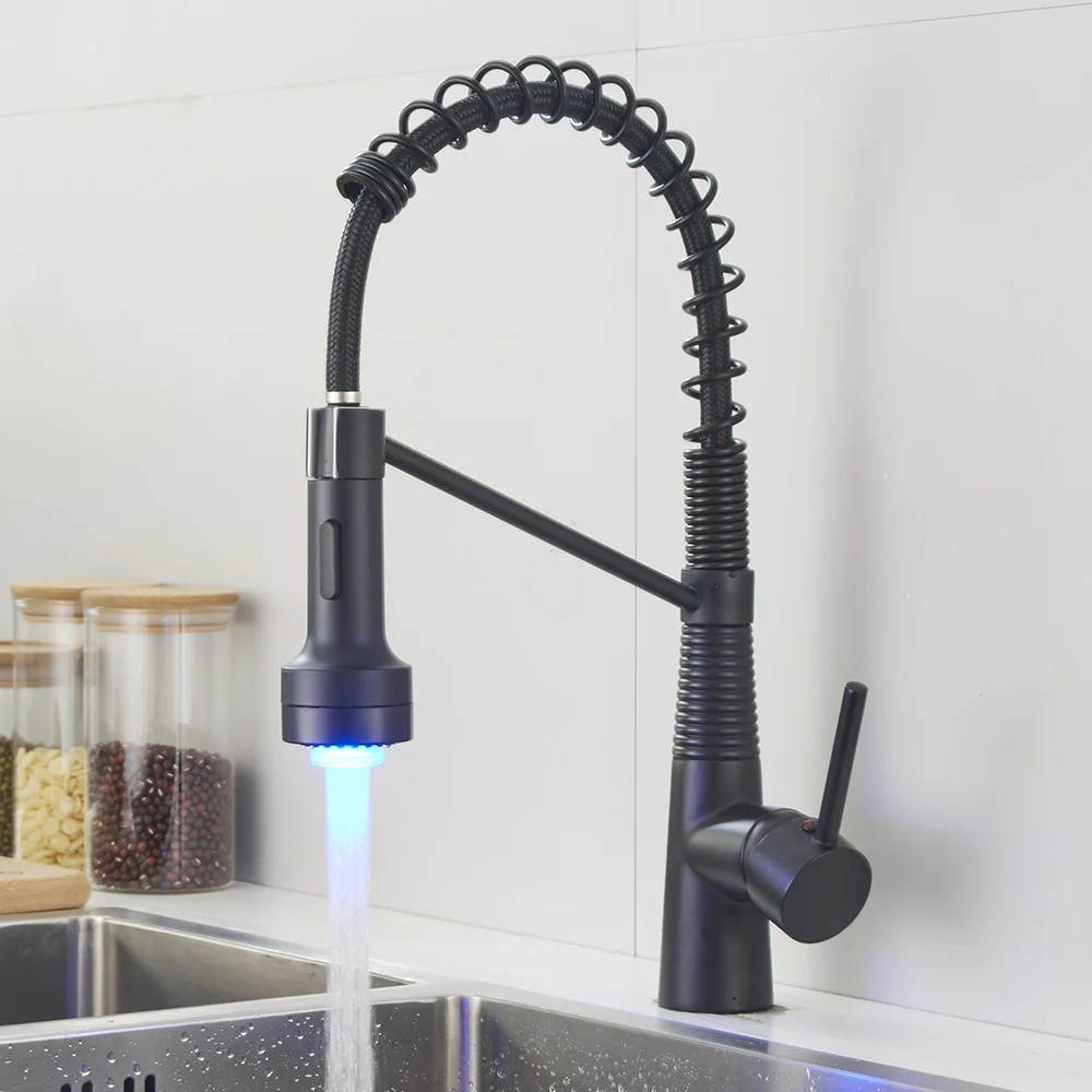Azeta Kitchen Faucet Single Handle Pull Down Spring Spout With LED Light 2 Way Water Outlet Kitchen Sink Mixer Tap AT9258B
Azeta Kitchen Faucet Single Handle Pull Down Spring Spout With LED Light 2 Way Water Outlet Kitchen Sink Mixer Tap AT9258B