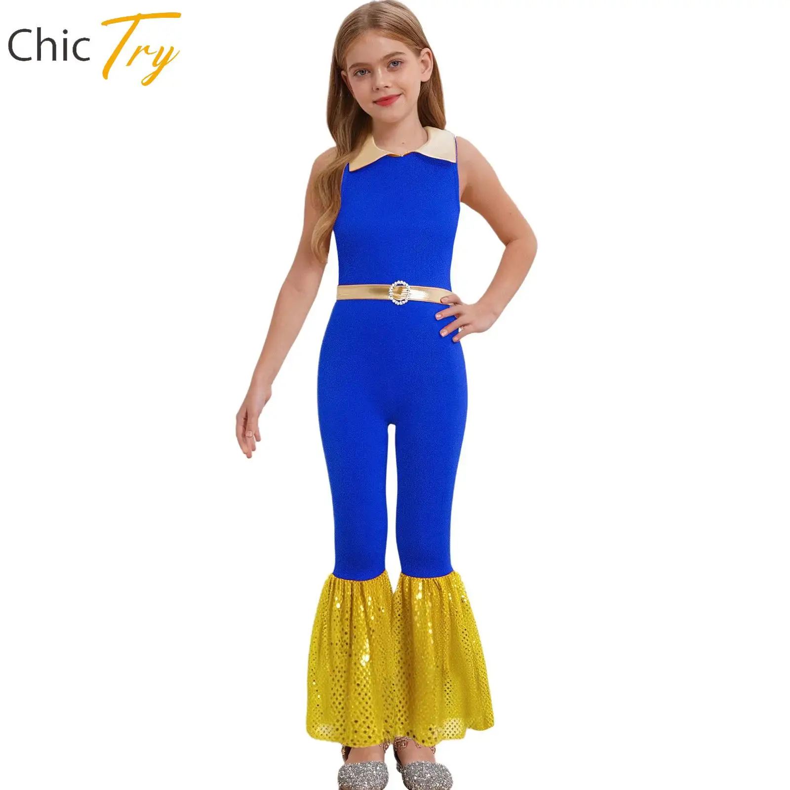 Children Girls Jazz Dance Jumpsuit Performance Theme Party Costume Collared Sleeveless Sequins Jumpsuit Cha-cha Tango Dancewear
Children Girls Jazz Dance Jumpsuit Performance Theme Party Costume Collared Sleeveless Sequins Jumpsuit Cha-cha Tango Dancewear