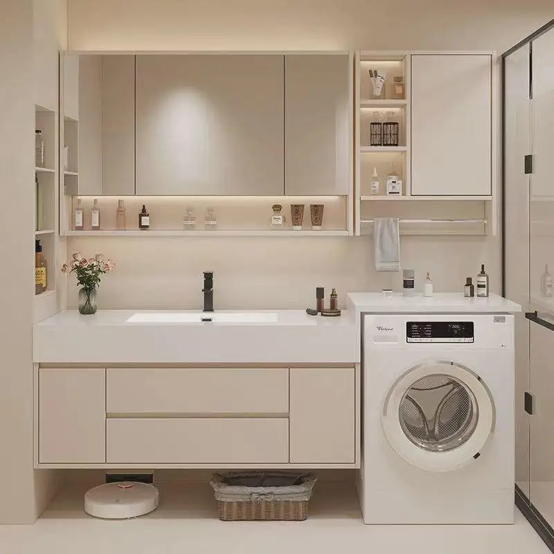 Y Cream style bathroom cabinet, integrated bathroom cabinet, rock board seamless integrated basin
Y Cream style bathroom cabinet, integrated bathroom cabinet, rock board seamless integrated basin