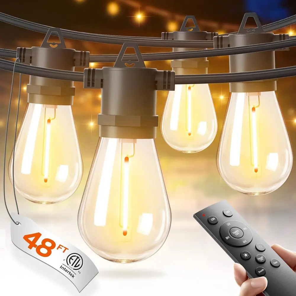 48ft 24-Bulb LED Outdoor String Lights, Durable Weatherproof Edison Style, Ideal for Patio, Garden, Black
48ft 24-Bulb LED Outdoor String Lights, Durable Weatherproof Edison Style, Ideal for Patio, Garden, Black