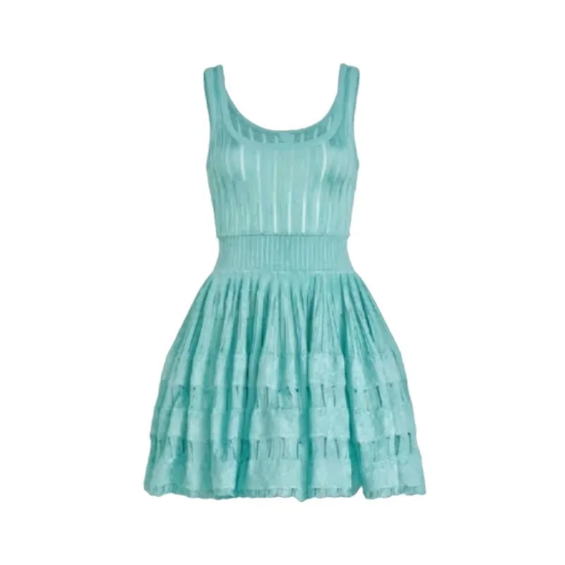 French Vintage Knit Mini Dress - Women's Sleeveless Pleated Tank Dress - Quiet Luxury Summer A-Line Skirt
French Vintage Knit Mini Dress - Women's Sleeveless Pleated Tank Dress - Quiet Luxury Summer A-Line Skirt