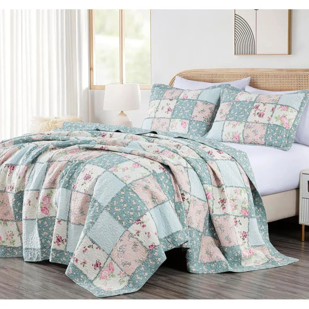 King Size Shabby Chic Cotton Quilt Set, Pre-Washed, Ruled Patchwork Bedspread with Coverlet
King Size Shabby Chic Cotton Quilt Set, Pre-Washed, Ruled Patchwork Bedspread with Coverlet