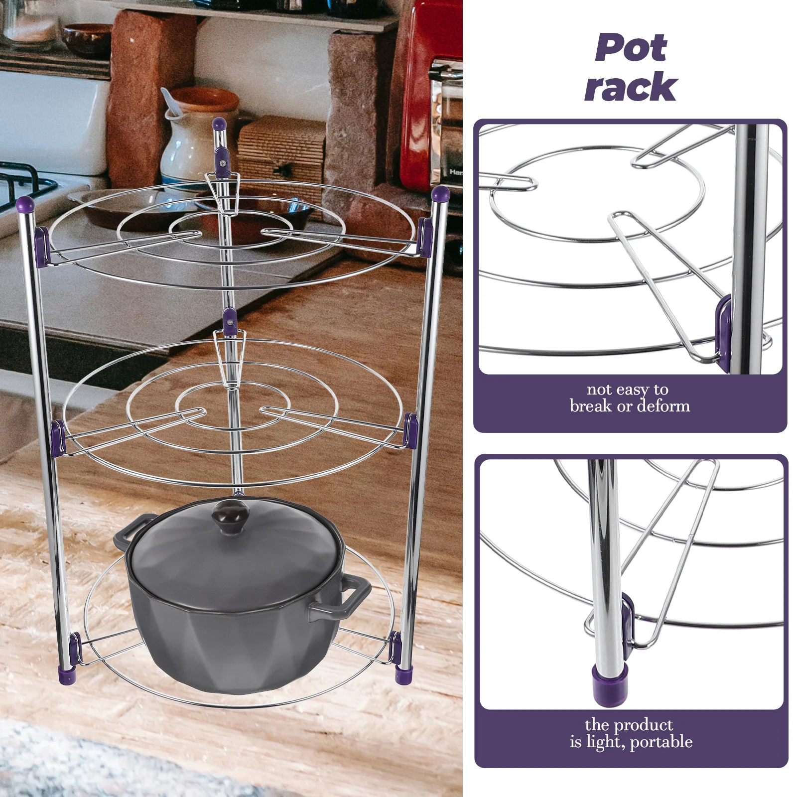 Three Tier Stainless Steel Pot Rack Lightweight Kitchen ganizer Multi function Pan Holder Storage Accessory
Three Tier Stainless Steel Pot Rack Lightweight Kitchen ganizer Multi function Pan Holder Storage Accessory