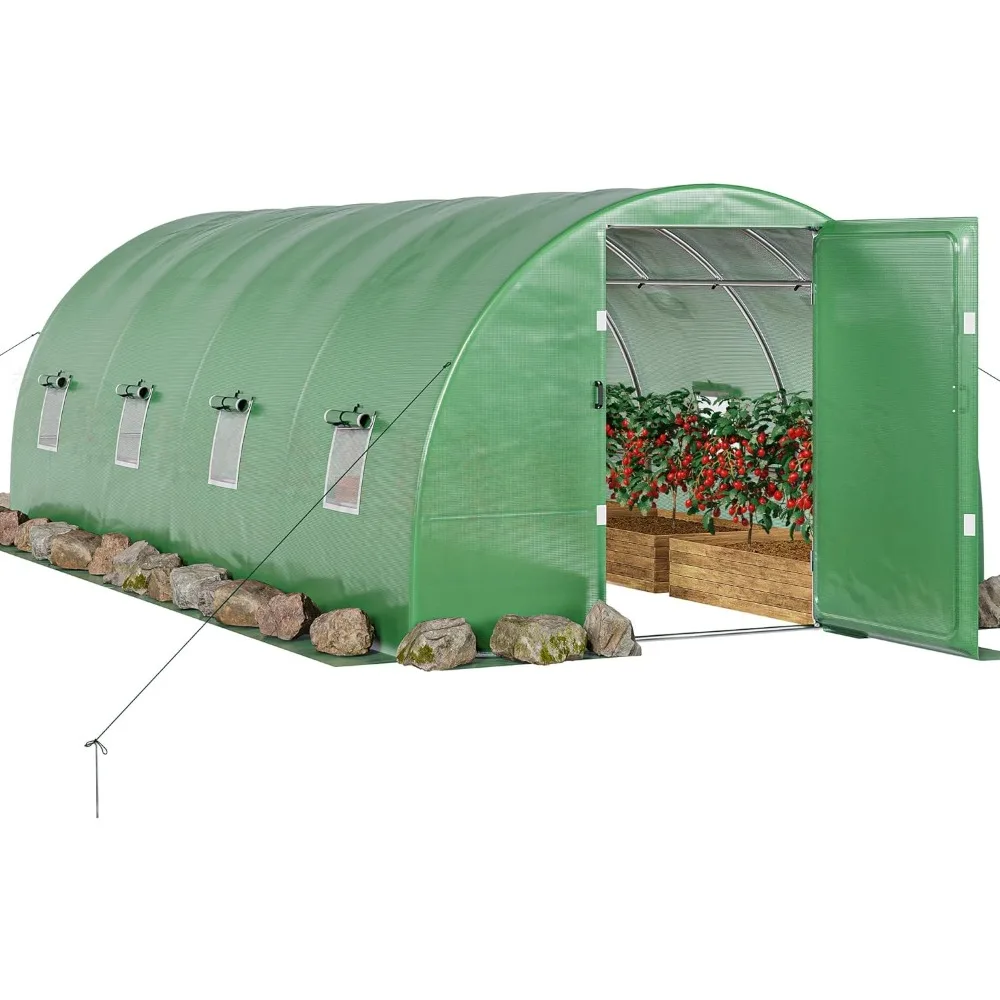 20x10x7ft Greenhouse Extra Large Heavy Duty Large 2 Swing Doors Walk-in Greenhouses Tunnel Green Houses Outdoor 8 Windo
20x10x7ft Greenhouse Extra Large Heavy Duty Large 2 Swing Doors Walk-in Greenhouses Tunnel Green Houses Outdoor 8 Windo