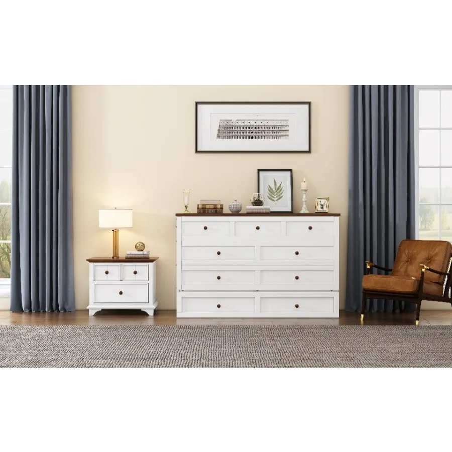 Solid Pine Murphy Bed Chest with Charging Station and Large Storage Drawer for Home Office or Small Room Queen White+Walnut
Solid Pine Murphy Bed Chest with Charging Station and Large Storage Drawer for Home Office or Small Room Queen White+Walnut