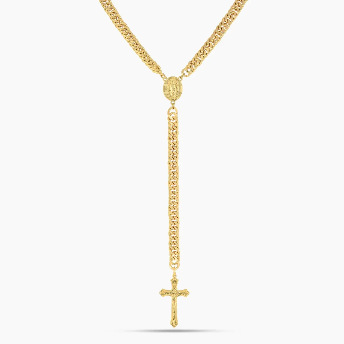 Mid-Sized Rosary Cuban Chain Gold Cross Necklace Cuban Chain Ladies Pendant
Mid-Sized Rosary Cuban Chain Gold Cross Necklace Cuban Chain Ladies Pendant