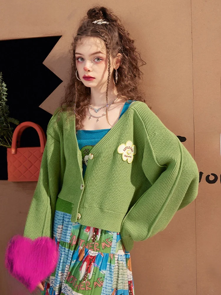 Eden Garden Fairy ket een Knitted Sweater Coat Women's Spring Lazy Casual V-ne Bubble Sve Long Sve Loose Fit
Eden Garden Fairy ket een Knitted Sweater Coat Women's Spring Lazy Casual V-ne Bubble Sve Long Sve Loose Fit