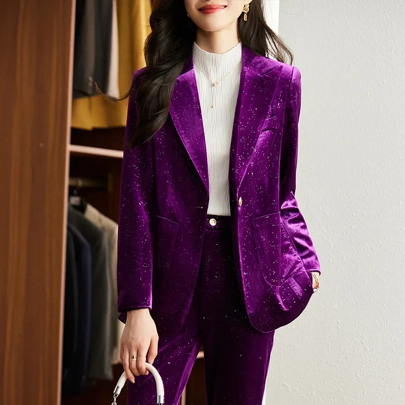 High Quality Fabric Velvet Women Business Suits with Pants and Jackets Coat Autumn Winter Work Wear Blazers Set Pantsuits
High Quality Fabric Velvet Women Business Suits with Pants and Jackets Coat Autumn Winter Work Wear Blazers Set Pantsuits