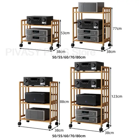 Rack de áudio ajustável de 2-4 camadas, equipamento de alta fidelidade, suporte x rodas para amplificador, alto-falante, plataforma giratória, equipamento de estúdio, suporte de armazenamento móvel