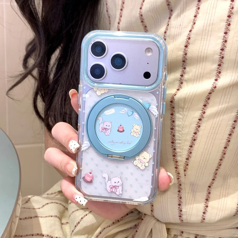 Korean Polka Dot Cute Cartoon Cat Phone Case For iPhone 17 Pro 16 15 Pro Max Back Cover with Holder Fashion Shockproof Cases Fun
Korean Polka Dot Cute Cartoon Cat Phone Case For iPhone 17 Pro 16 15 Pro Max Back Cover with Holder Fashion Shockproof Cases Fun