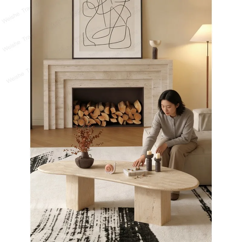 Medieval wabi sandy wind natural travertine coffee table living room household small apartment light luxury high sense
Medieval wabi sandy wind natural travertine coffee table living room household small apartment light luxury high sense