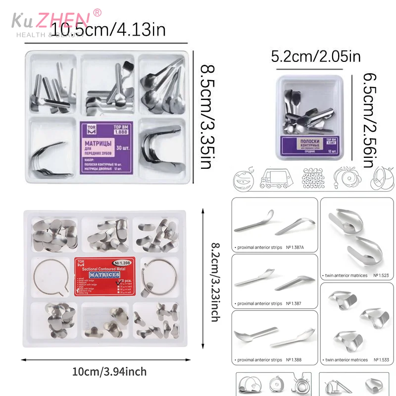 1set Dental Matrix Bands Anterior Proximal Strips Sectional Contoured Matrices Large Small Twin Dentistry Restoration Materials
1set Dental Matrix Bands Anterior Proximal Strips Sectional Contoured Matrices Large Small Twin Dentistry Restoration Materials