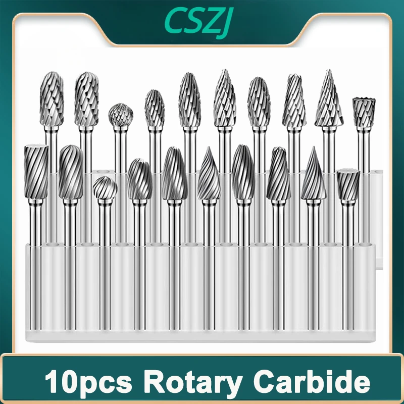 10pcs Rotary Carbide Burr Set 1/8 Shank 1/4 Head Length Tungsten Steel for Woodworking Drilling Metal Carving Engraving Polishin
10pcs Rotary Carbide Burr Set 1/8 Shank 1/4 Head Length Tungsten Steel for Woodworking Drilling Metal Carving Engraving Polishin