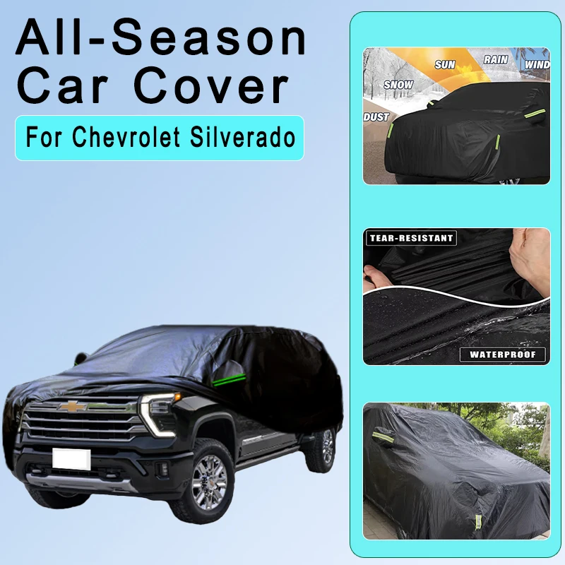 Всесезонный автомобильный чехол для Chevrolet Silverado — полная защита на открытом воздухе, водонепроницаемый, пылезащитный, солнцезащитный, авто внешние аксессуары 
Всесезонный автомобильный чехол для Chevrolet Silverado — полная защита на открытом воздухе, водонепроницаемый, пылезащитный, солнцезащитный, авто внешние аксессуары
