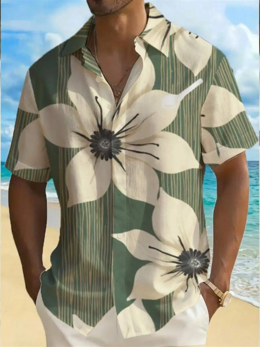 Mens Tropical Floral Green Stripe Short Sleeve Hawaiian Shirt Casual Summer Beach Button Down
Mens Tropical Floral Green Stripe Short Sleeve Hawaiian Shirt Casual Summer Beach Button Down
