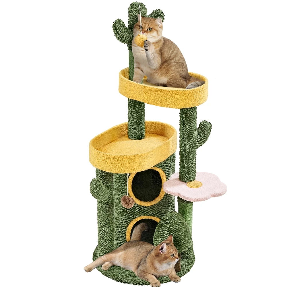 48.5in Cat Tree Oasis-Themed Fleece-Covered Cat Tree Tower, Cactus Cat Condo with 3 Perches/Scratching Posts/Toys, Cute Cat House Activity Center, Anti-tipping, Ideal Christmas Gift for Indoor Cat Kitty, Green & Yellow
48.5in Cat Tree Oasis-Themed Fleece-Covered Cat Tree Tower, Cactus Cat Condo with 3 Perches/Scratching Posts/Toys, Cute Cat House Activity Center, Anti-tipping, Ideal Christmas Gift for Indoor Cat Kitty, Green & Yellow