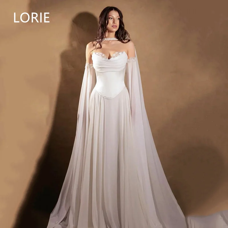 LORIE Sexy A-line Lace Appliques Wedding Dress Luxury Princess Sweetheart Wedding Gowns Backless Bride Gown Customized2025
LORIE Sexy A-line Lace Appliques Wedding Dress Luxury Princess Sweetheart Wedding Gowns Backless Bride Gown Customized2025