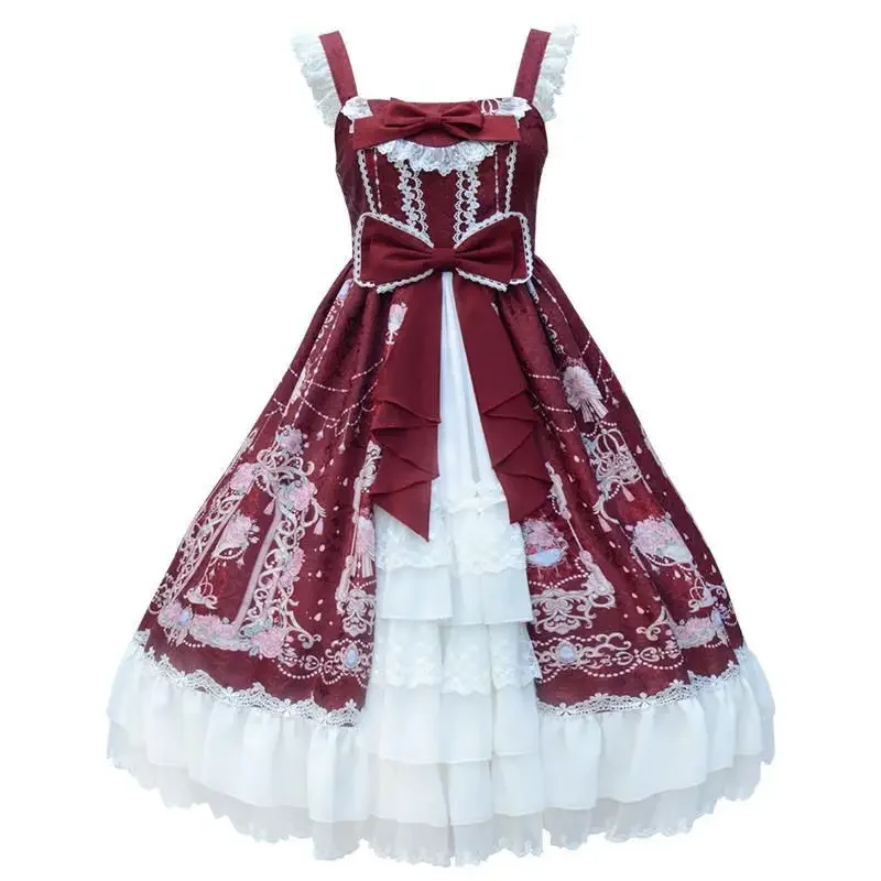 Lolita Jsk Dress Cross-dressing Kawaii Ruffles Bow Print Cosplay Victorian Dresses Sweet Girl Y2k Strap Dress
Lolita Jsk Dress Cross-dressing Kawaii Ruffles Bow Print Cosplay Victorian Dresses Sweet Girl Y2k Strap Dress