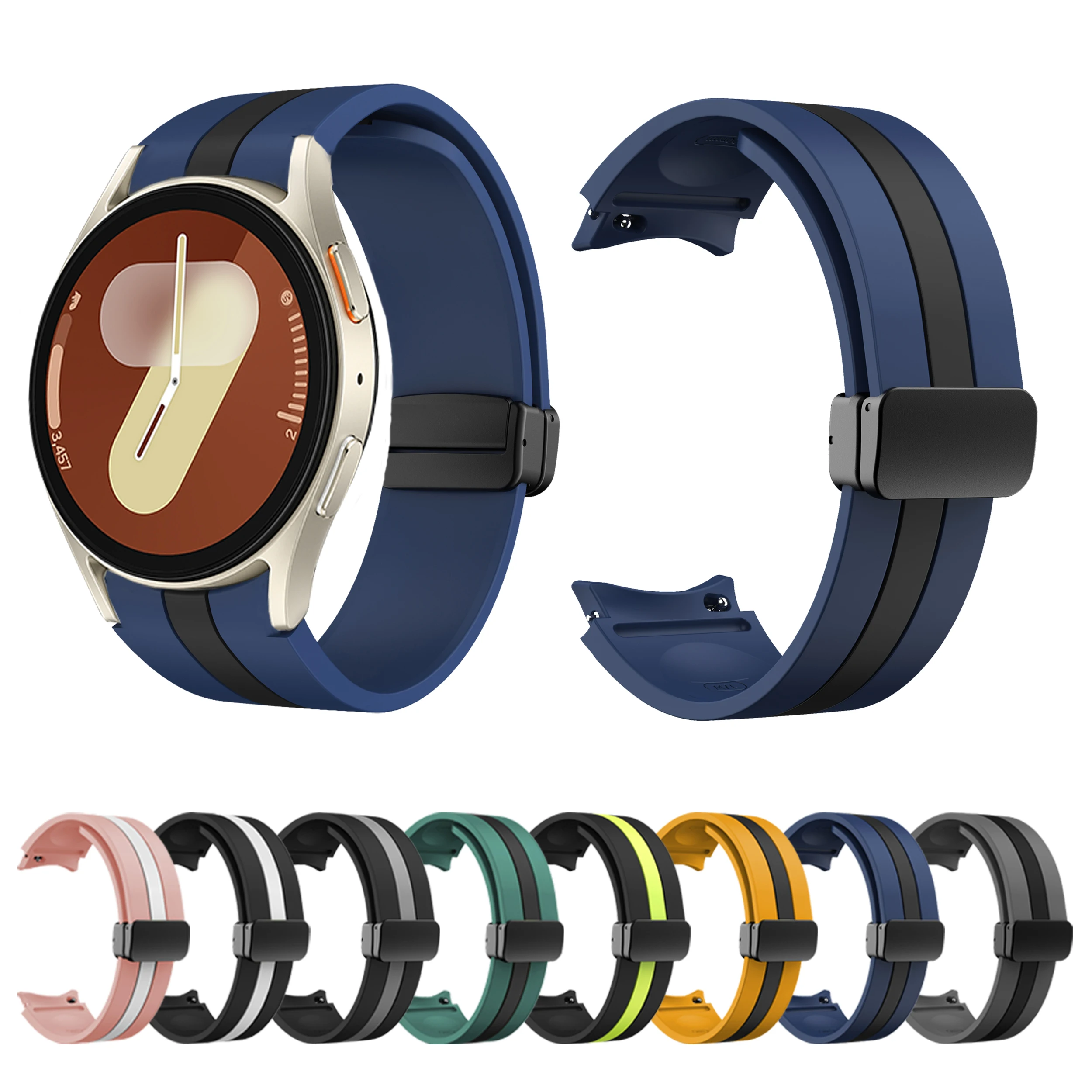 Silicone Watchband for Samsung Galaxy Watch 7 40mm Sport Vertical Black Magnetic Buckle for Galaxy Watch 6 Classic 43/47mm Starp
Silicone Watchband for Samsung Galaxy Watch 7 40mm Sport Vertical Black Magnetic Buckle for Galaxy Watch 6 Classic 43/47mm Starp