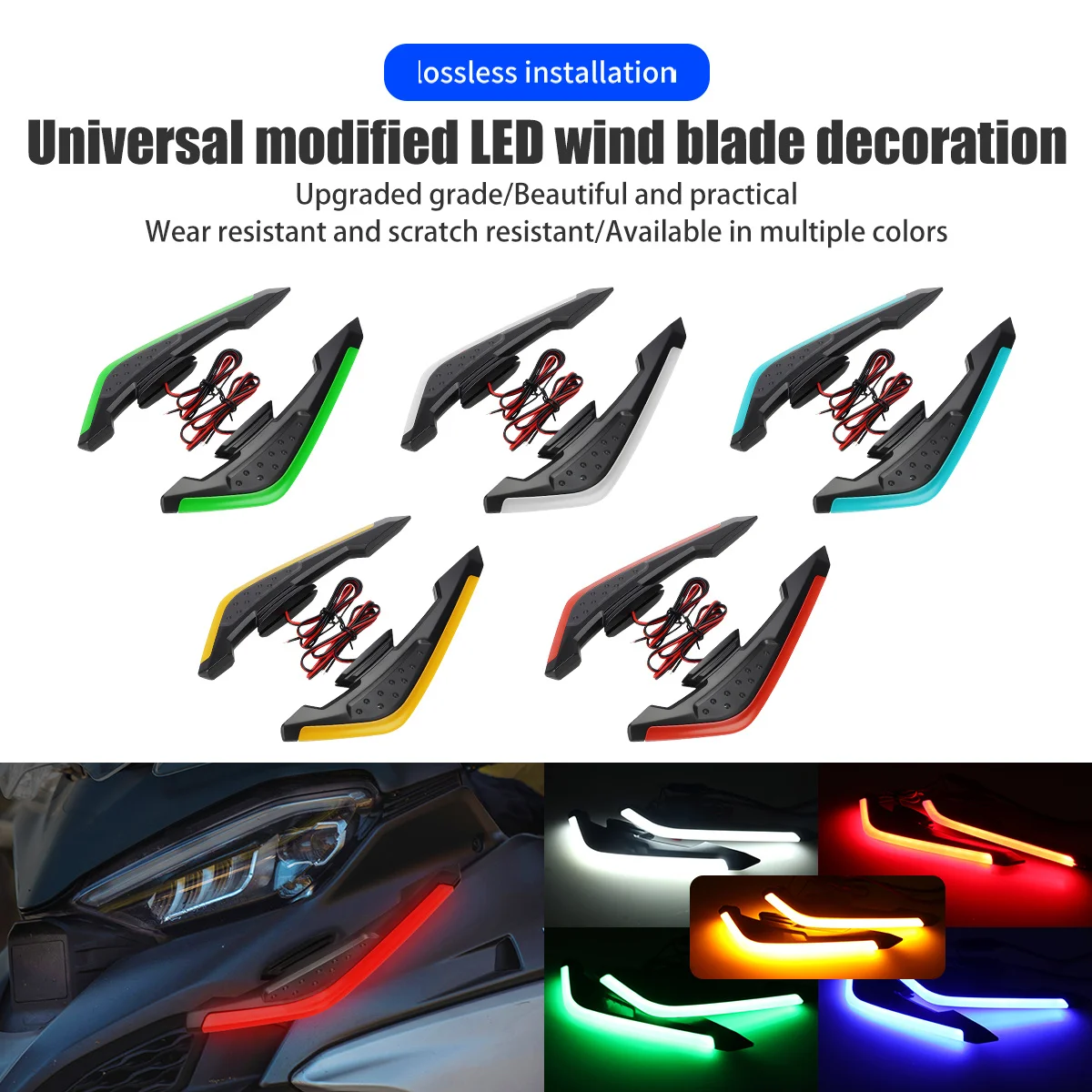 Motorcycle Front and Rear Wing LED Light Kit Aerodynamic Side Wing Light Universal Spoiler Light Motorcycle Decorative Accessory
Motorcycle Front and Rear Wing LED Light Kit Aerodynamic Side Wing Light Universal Spoiler Light Motorcycle Decorative Accessory