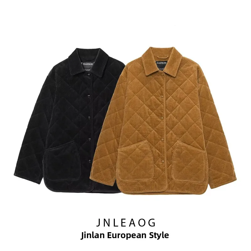 JNLEAOG Spring New Women's Faion Design Pure Cotton Corduroy Long Sve Jaet Coat Sli Commute Loose Fit Single Button
JNLEAOG Spring New Women's Faion Design Pure Cotton Corduroy Long Sve Jaet Coat Sli Commute Loose Fit Single Button