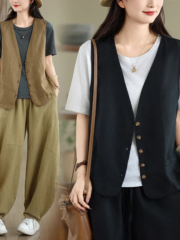 Retro Waed Cotton Linen Svel Vest Jaet Thin Women's Summer New Artistic Open Cardigan Outerwear Top Vest
Retro Waed Cotton Linen Svel Vest Jaet Thin Women's Summer New Artistic Open Cardigan Outerwear Top Vest