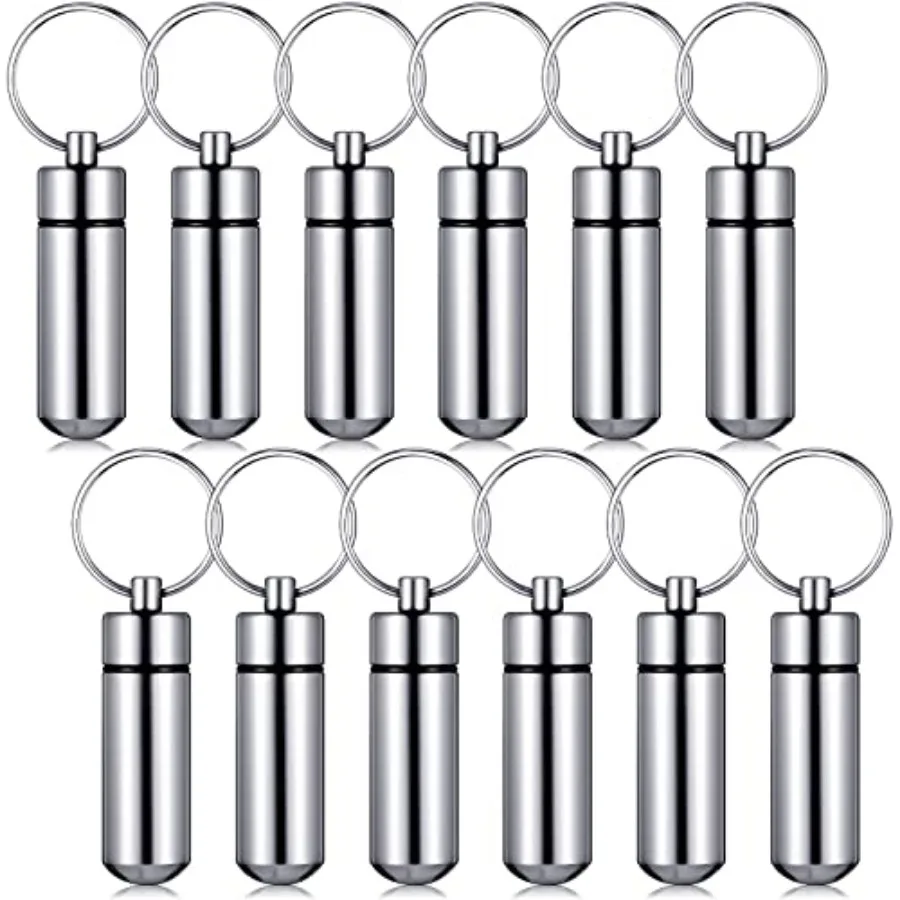 12 Pcs Portable Keychain Pill Holder Mini Pocket Pill Case for Men Women Aluminum Geocache Containers Waterproof Metal Medicine
12 Pcs Portable Keychain Pill Holder Mini Pocket Pill Case for Men Women Aluminum Geocache Containers Waterproof Metal Medicine