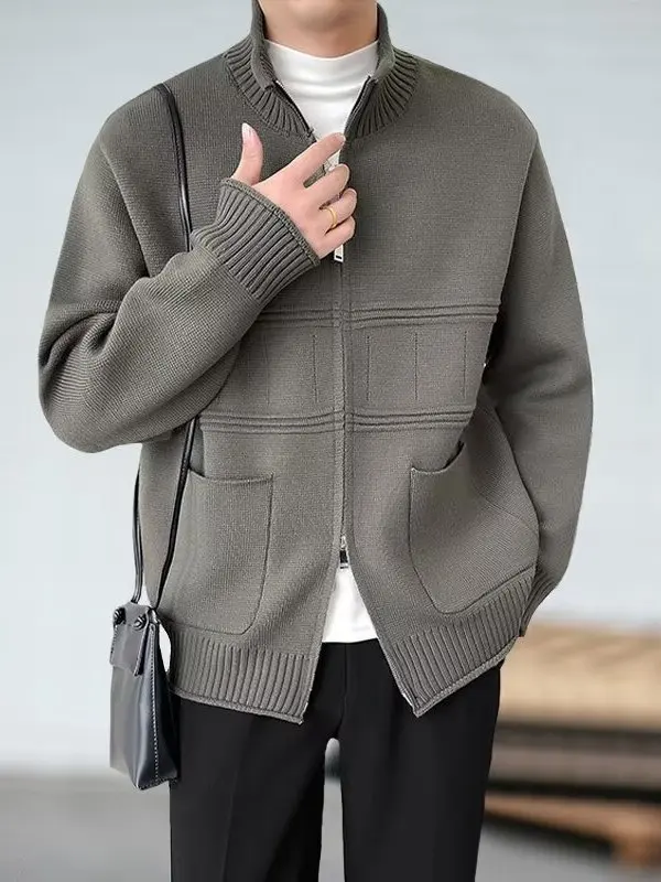 Loose Fit Knitted Cardigan Jaet Men's Casual Sle Stand Collar Svel Outerwear Breathable Polyester Fiber Long Sve
Loose Fit Knitted Cardigan Jaet Men's Casual Sle Stand Collar Svel Outerwear Breathable Polyester Fiber Long Sve
