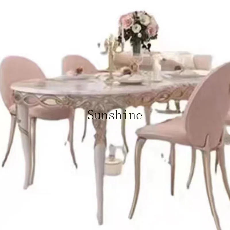 French luxury restaurant solid wood carving flower dining table and chairs 1.8 oval
French luxury restaurant solid wood carving flower dining table and chairs 1.8 oval