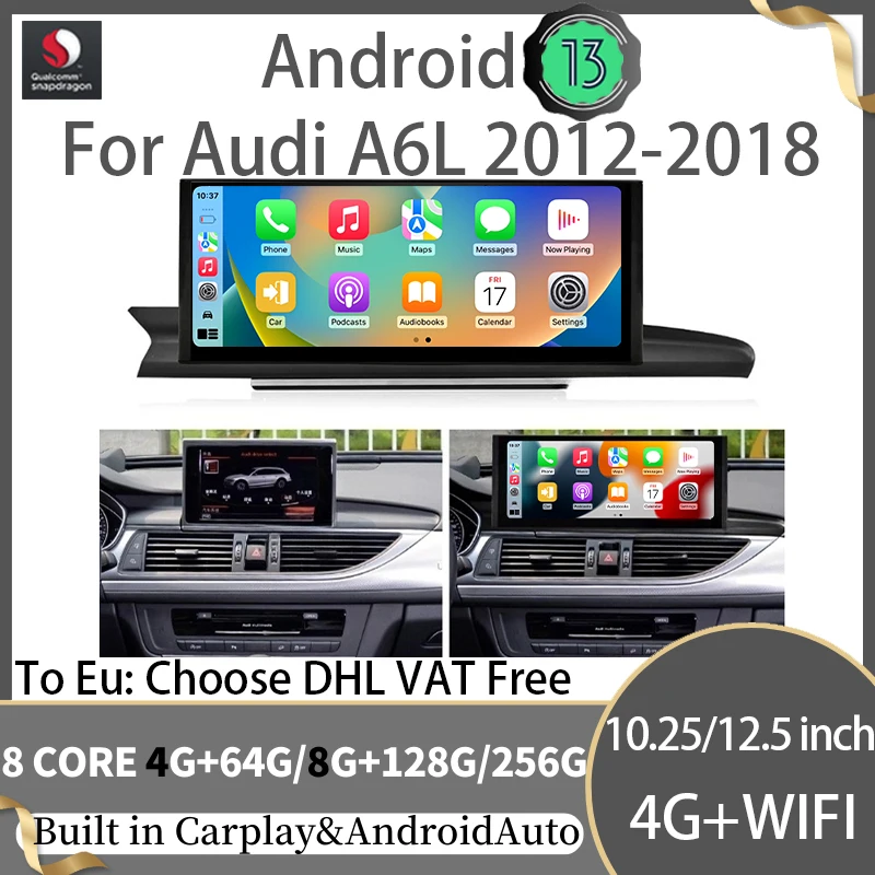10.25" 12.5" 8 Core 8+256G For Audi A6 A7 C7 2012-2019 Qualcomm Android 13 GPS Navigation Multimedia Video Player 4G LTE WIFI
10.25" 12.5" 8 Core 8+256G For Audi A6 A7 C7 2012-2019 Qualcomm Android 13 GPS Navigation Multimedia Video Player 4G LTE WIFI
