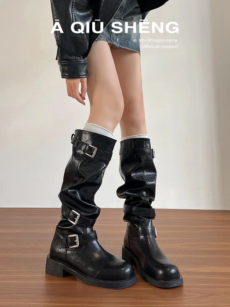 British Style Thick Heel Knight Boots Women's 2026 New Belt Buckle Long Boot Slimming above Knee Long Boots Women Fashion Boots
British Style Thick Heel Knight Boots Women's 2026 New Belt Buckle Long Boot Slimming above Knee Long Boots Women Fashion Boots
