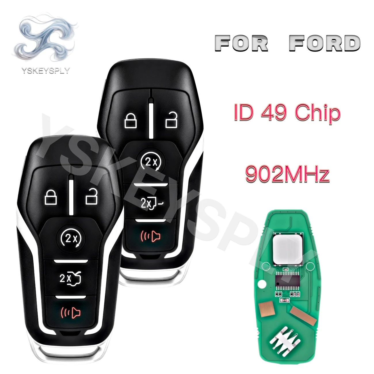 For Ford Edge Fusion Explorer Mustang Smart Remote Key ID49 902MHz 5 Button Proximity Fob M3N-A2C31243300 Blank Blade
For Ford Edge Fusion Explorer Mustang Smart Remote Key ID49 902MHz 5 Button Proximity Fob M3N-A2C31243300 Blank Blade
