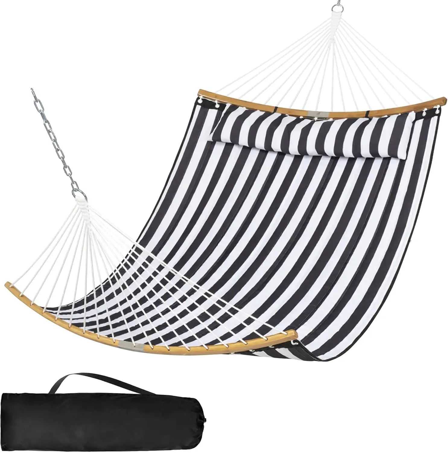 Large Outdoor Hanging Tree Hammock with Black Stripes, Perfect for Relaxing in Your Backyard or Garden
Large Outdoor Hanging Tree Hammock with Black Stripes, Perfect for Relaxing in Your Backyard or Garden