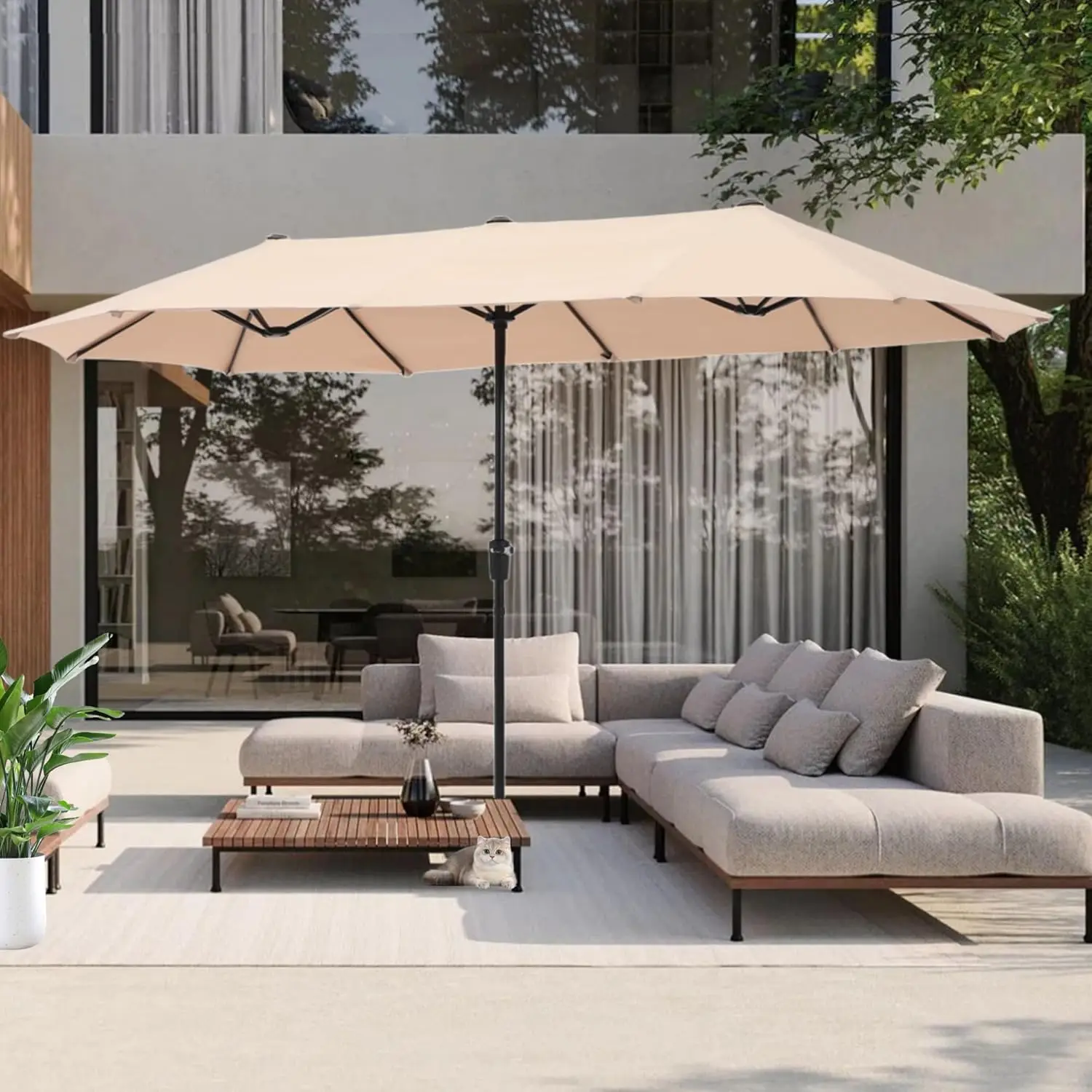 13 ft Double Sided Rectangular Patio Umbrella with Crank Handle for Outdoor Pool Deck - Beige
13 ft Double Sided Rectangular Patio Umbrella with Crank Handle for Outdoor Pool Deck - Beige