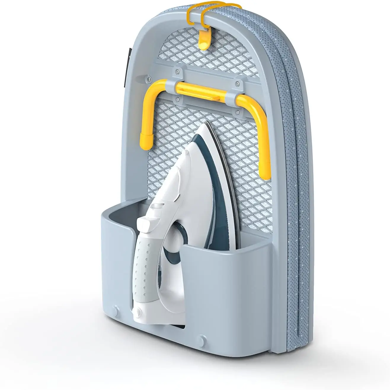 Compact Folding Tabletop Ironing Board with Iron Holder and Wall Mount, Space-Saving Grey/Yellow
Compact Folding Tabletop Ironing Board with Iron Holder and Wall Mount, Space-Saving Grey/Yellow