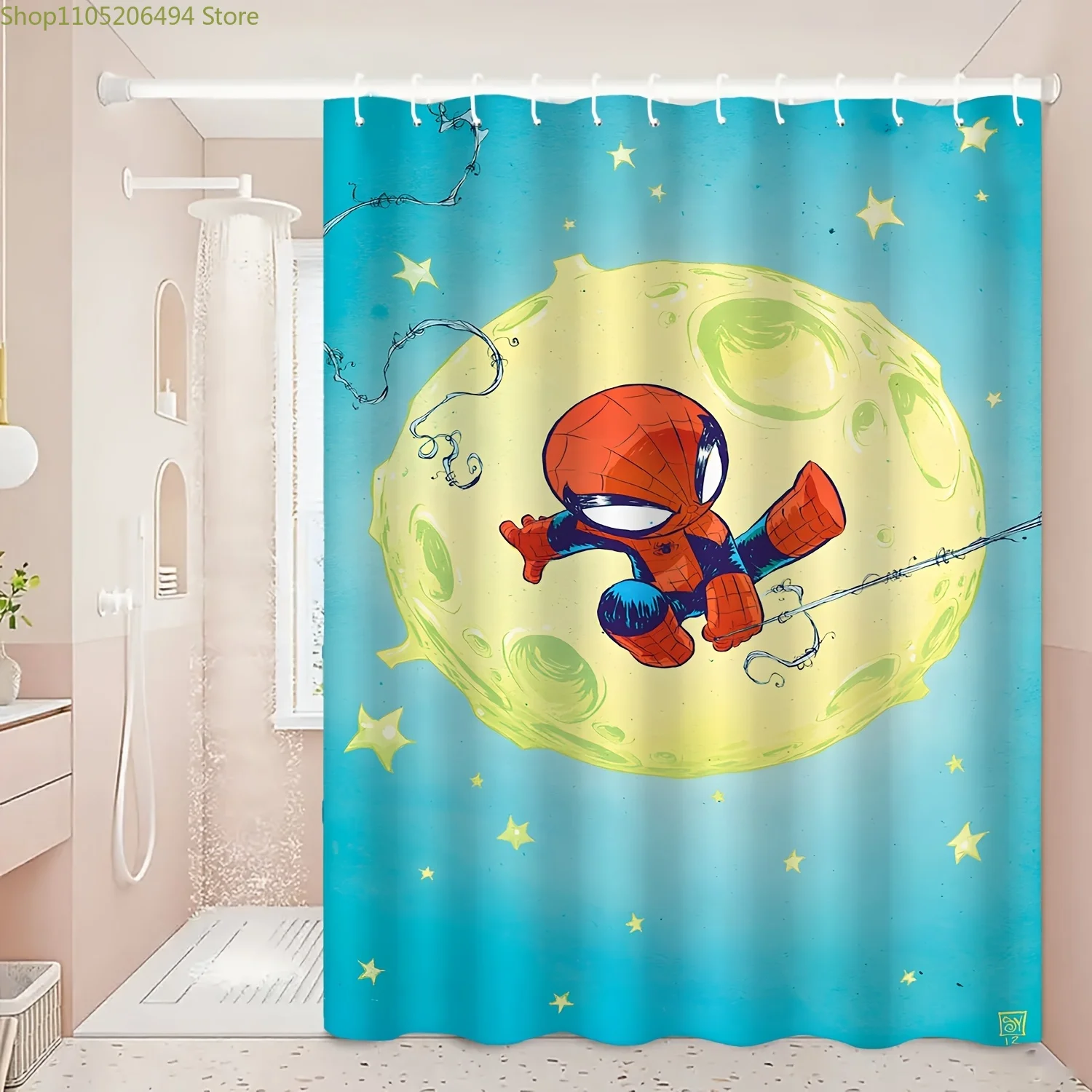 Занавеска для душа Marvel с принтом (1 шт.) - Человек-паук, качающийся над луной, прочная, идеально подходит для уютных домашних и гостевых ванных комнат.
Занавеска для душа Marvel с принтом (1 шт.) - Человек-паук, качающийся над луной, прочная, идеально подходит для уютных домашних и гостевых ванных комнат.