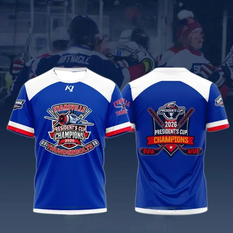 Evansville Thunderbolts 2026 President's Cup Champion Ice Hockey Jersey Family T-shirt, Suitable for Daily and Training Wear
Evansville Thunderbolts 2026 President's Cup Champion Ice Hockey Jersey Family T-shirt, Suitable for Daily and Training Wear