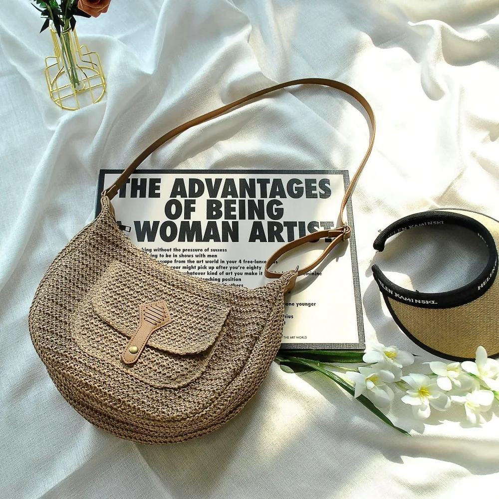 Casual Rattan Handmade Shoulder Bag Solid Color Versatile Straw Handbag Adjustable Shoulder Strap Crossbody Bag
Casual Rattan Handmade Shoulder Bag Solid Color Versatile Straw Handbag Adjustable Shoulder Strap Crossbody Bag
