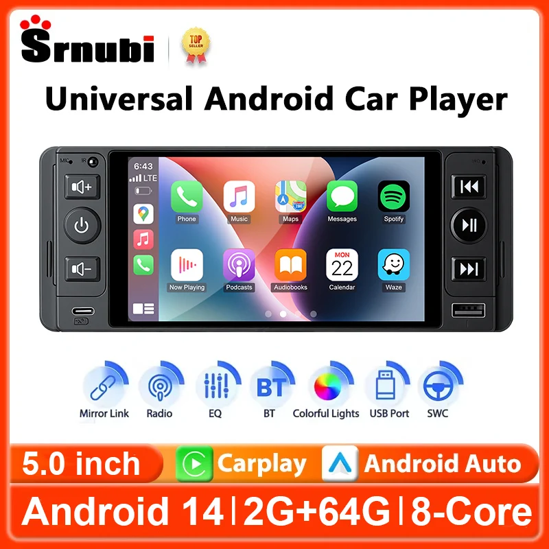 5" Universal Android 14 1Din Car Radio Multimedia Player Wireless Carplay Android Auto IPS Screen Stereo GPS WiFi DVD Head Unit
5" Universal Android 14 1Din Car Radio Multimedia Player Wireless Carplay Android Auto IPS Screen Stereo GPS WiFi DVD Head Unit