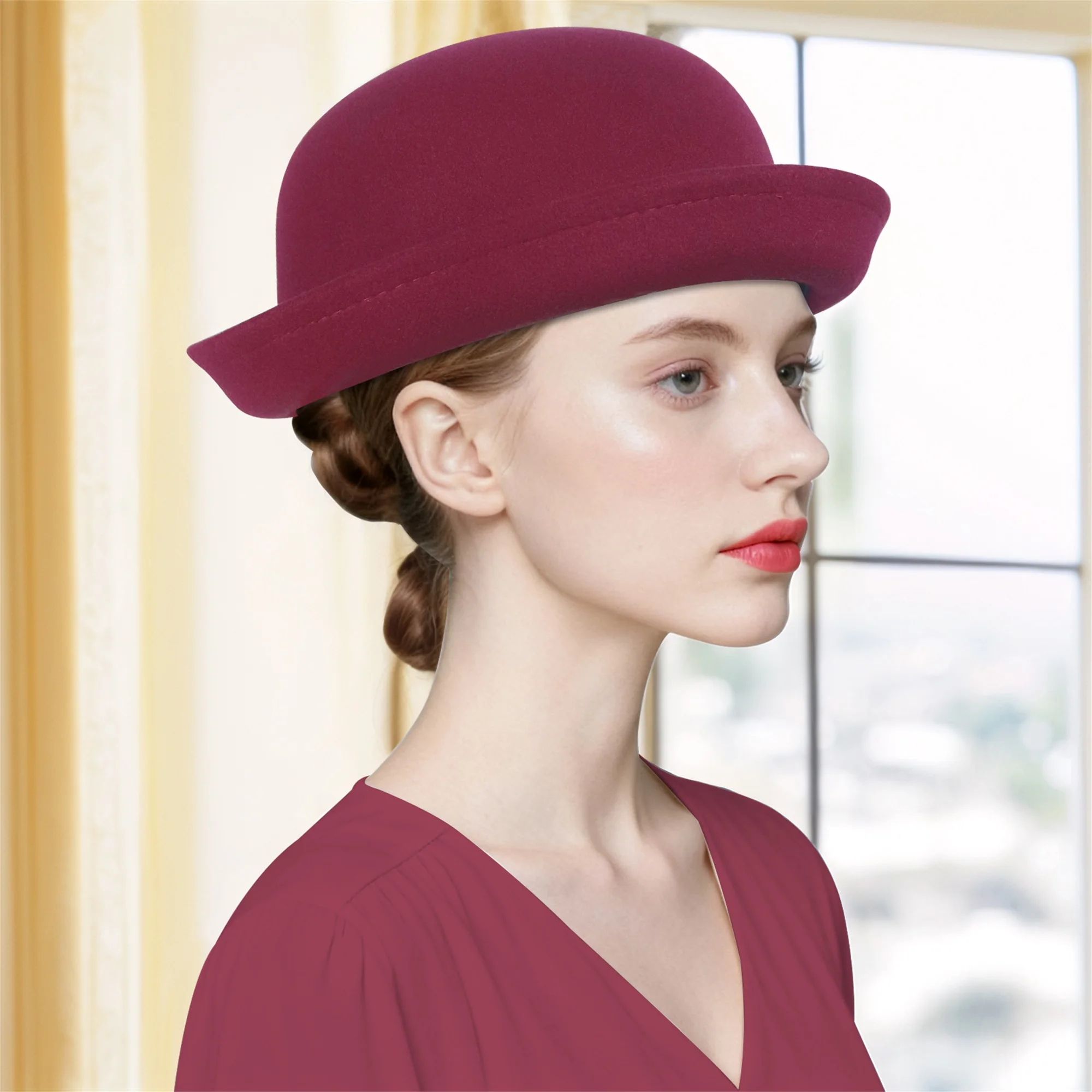 Vintage Wool Cloche Hat with Ribbon Accent Classic Bucket Style Cap for Autumn Winter Casual Outings and Events
Vintage Wool Cloche Hat with Ribbon Accent Classic Bucket Style Cap for Autumn Winter Casual Outings and Events