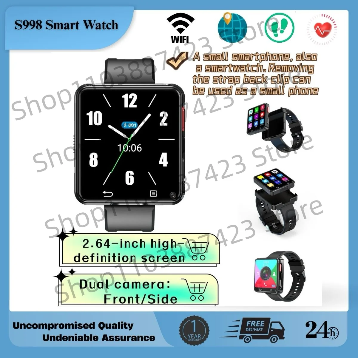 S998 Смарт-часы 2024, 4G, водонепроницаемая камера с Bluetooth, WIFI, Android SIM, часы для мужчин и женщин, уличные умные часы для подарков
S998 Смарт-часы 2024, 4G, водонепроницаемая камера с Bluetooth, WIFI, Android SIM, часы для мужчин и женщин, уличные умные часы для подарков