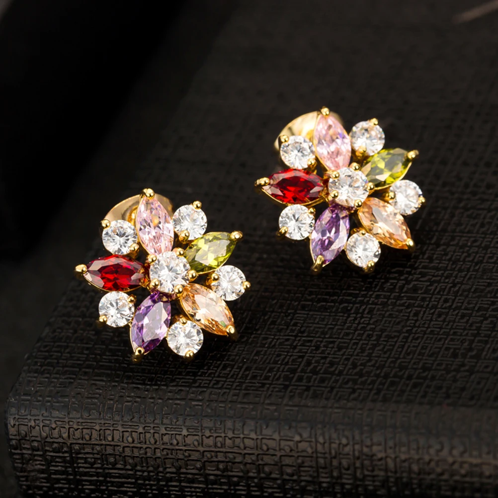 1 Pcs Unique Flower Shaped Micro-Inlaid Colorful Zircon Earrings Elegant Ear Studs Jewelry Gift For Women
1 Pcs Unique Flower Shaped Micro-Inlaid Colorful Zircon Earrings Elegant Ear Studs Jewelry Gift For Women
