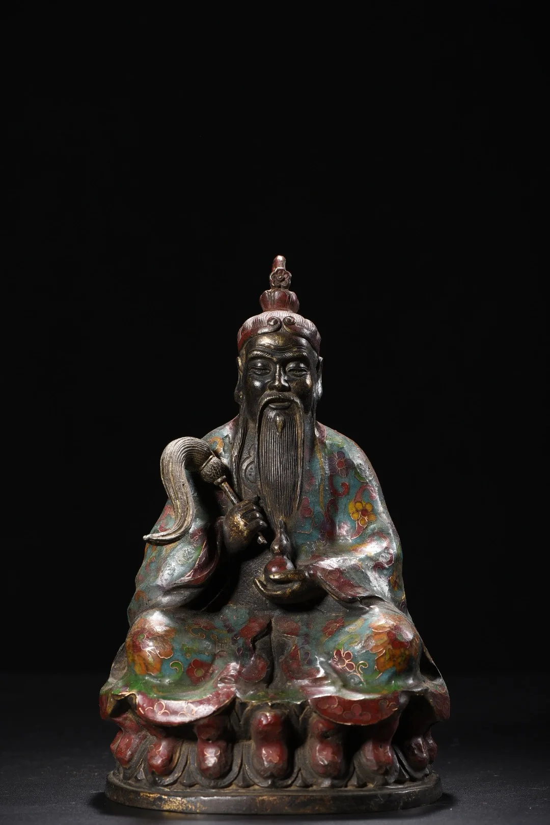 10"Tibetan Temple Collection Old Bronze Cloisonne Enamel Lord Lao Zi Gods immortals Laotse Sitting Buddha Worship Hall
10"Tibetan Temple Collection Old Bronze Cloisonne Enamel Lord Lao Zi Gods immortals Laotse Sitting Buddha Worship Hall