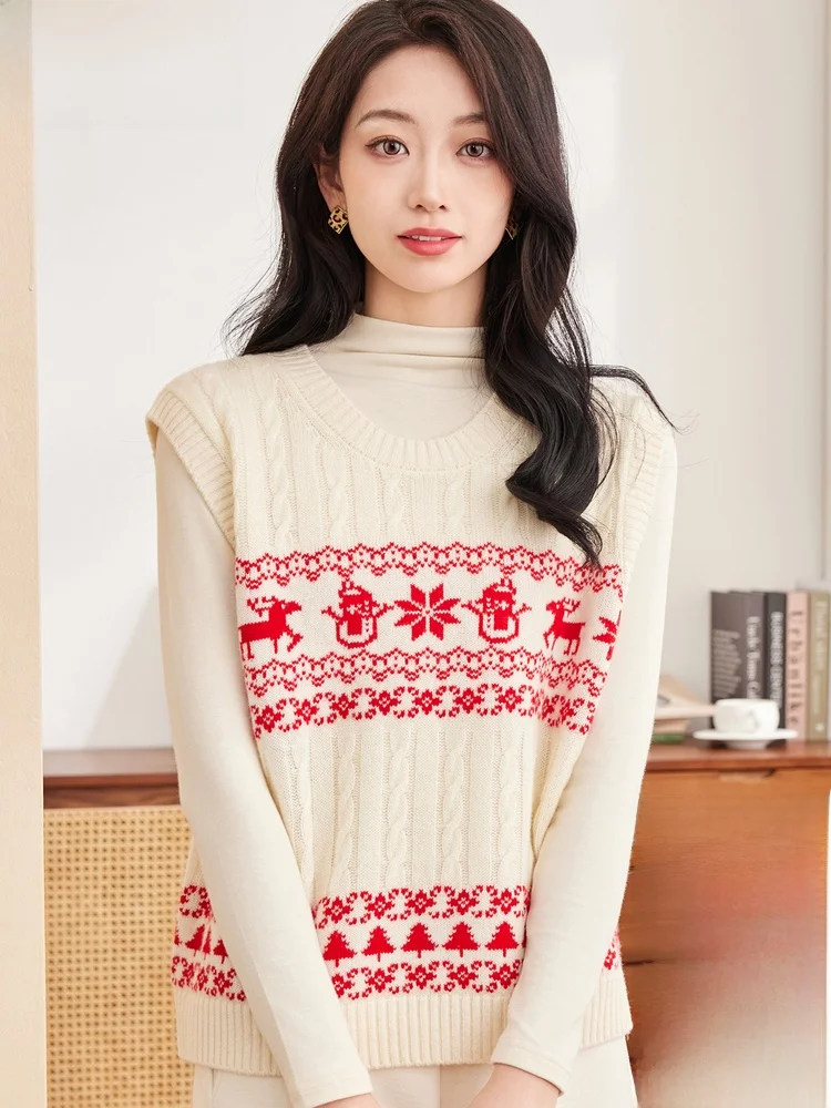 00% Pure Wool Knitted Sweater round Ne Svel Loose ort Vest Top for Women Autumn Winter New Sle Comfortable Casual
00% Pure Wool Knitted Sweater round Ne Svel Loose ort Vest Top for Women Autumn Winter New Sle Comfortable Casual
