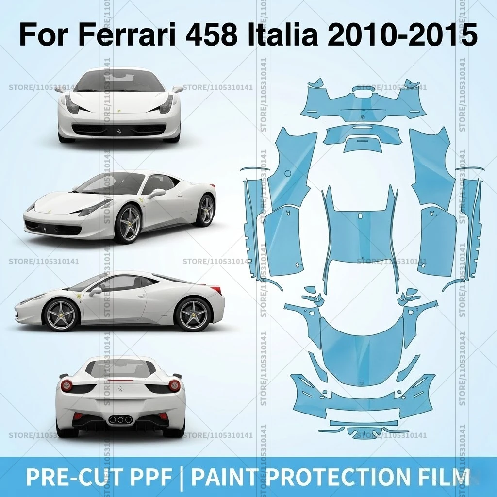 Для Ferrari 458 Italia 2010-2015: Предварительно вырезанная прозрачная защитная пленка PPF для автомобиля, профессиональная пленка для полной оклейки кузова.
Для Ferrari 458 Italia 2010-2015: Предварительно вырезанная прозрачная защитная пленка PPF для автомобиля, профессиональная пленка для полной оклейки кузова.