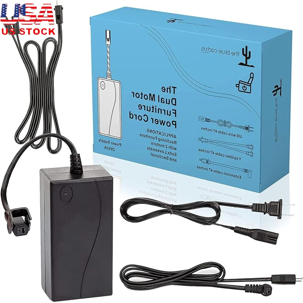 Dual Motor Power Supply Kit Compatible with Electric Recliners Y Splitter Cord Sofas Loveseats Sectionals Home Theatre Seating
Dual Motor Power Supply Kit Compatible with Electric Recliners Y Splitter Cord Sofas Loveseats Sectionals Home Theatre Seating